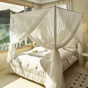 家用宫廷落地式 精品2025新款 白色加密蚊帐三门18m床帐纱带支架高