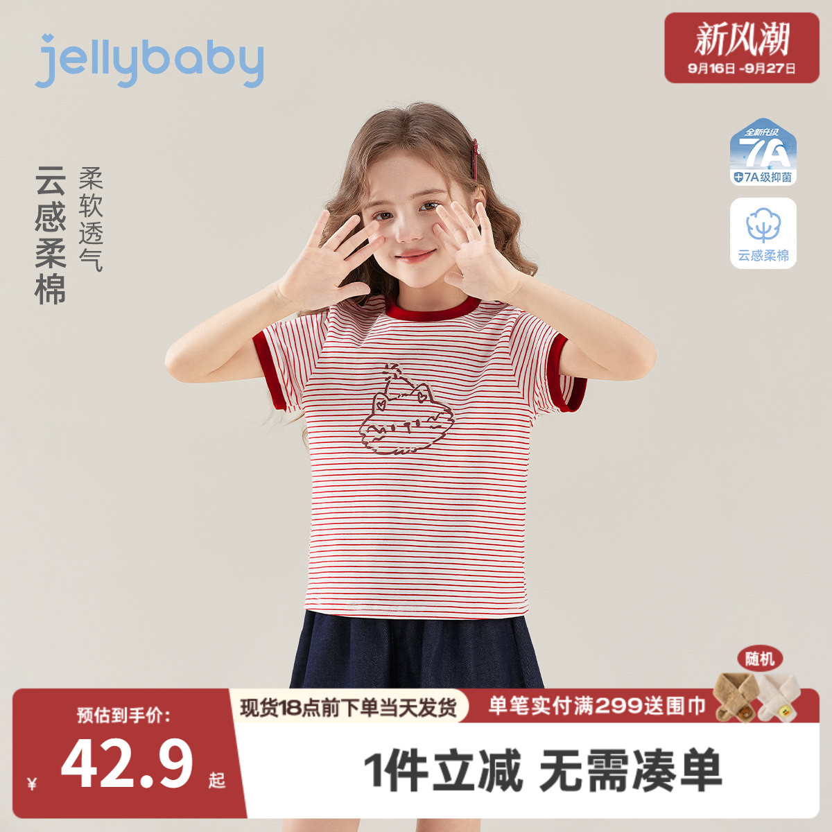 女童纯棉条纹短袖T恤夏季新款图片