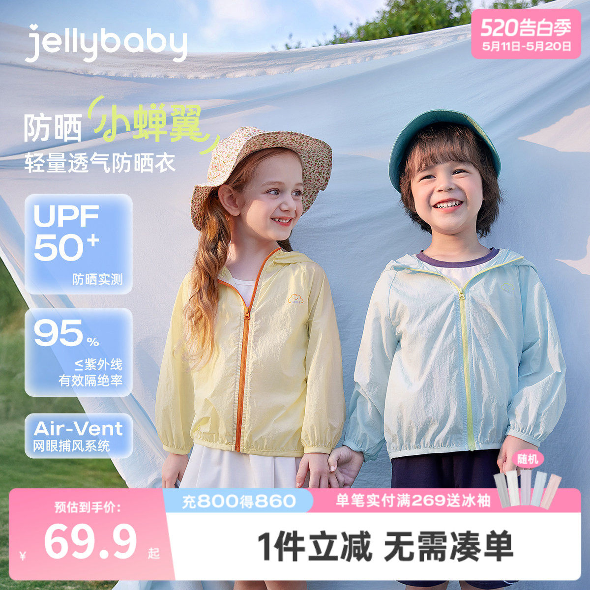 儿童防晒服夏款薄款防紫外线男童夏装宝宝夏季皮肤衣女童夏款外套