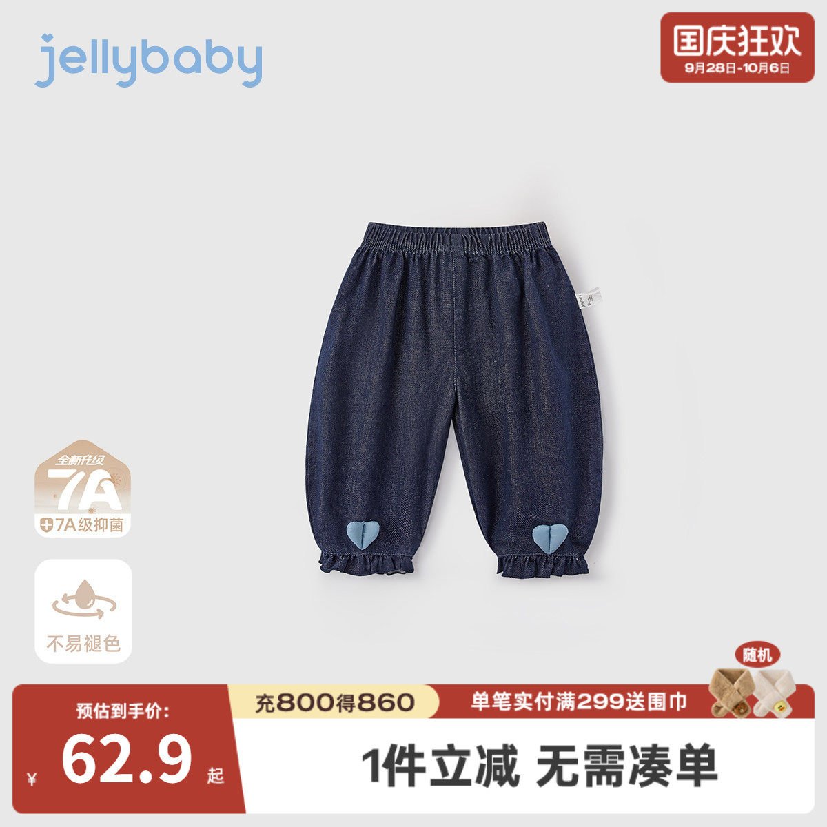 女童加绒牛仔裤新款宝宝秋季时髦灯笼裤小女孩长裤儿童裤子女春秋