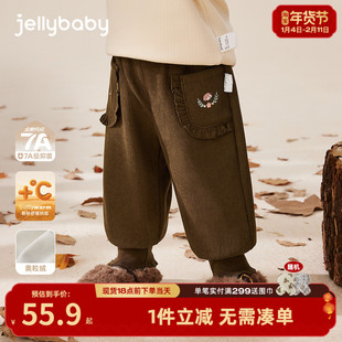 女童灯芯绒裤子冬季宝宝冬装长裤加厚秋冬小童保暖儿童加绒裤冬款