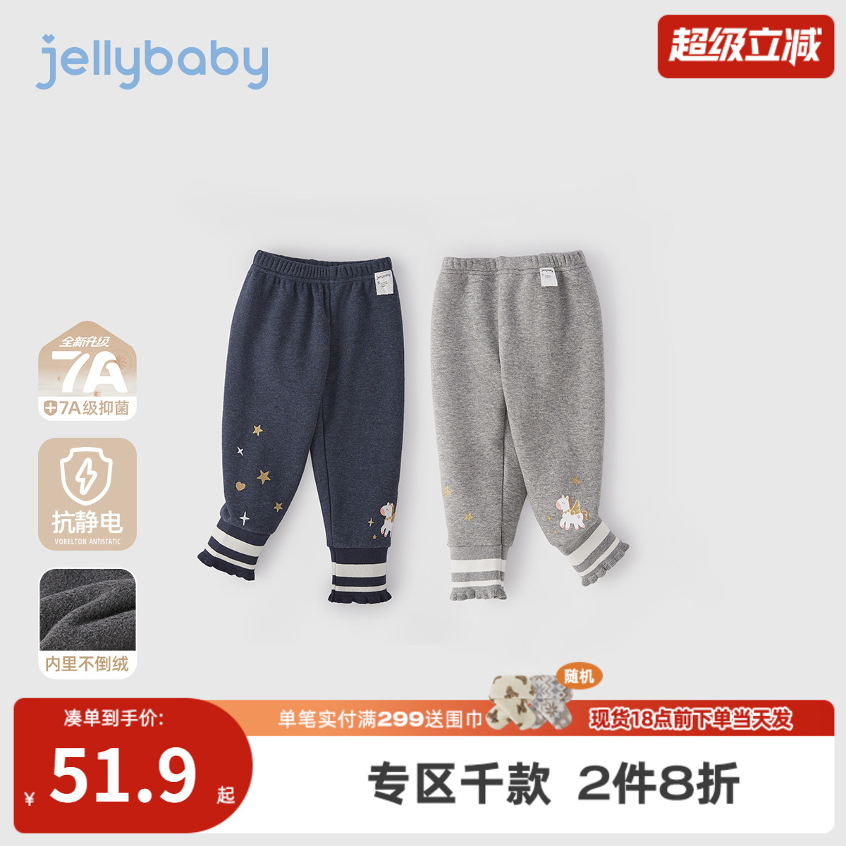 女童加绒打底裤冬季宝宝束脚裤小童加厚长裤秋冬三岁儿童冬款裤子