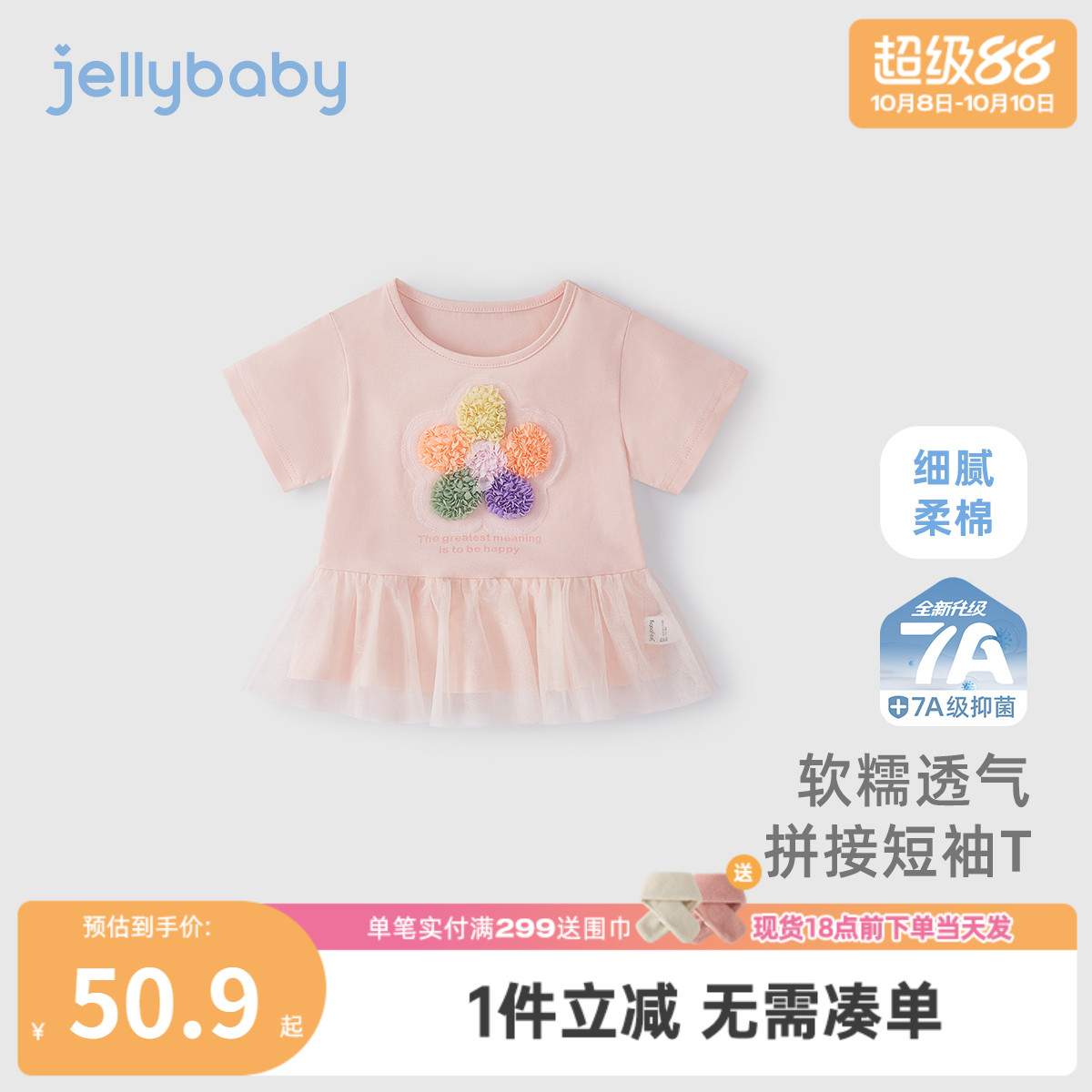 女童t恤8宝宝透气时髦上衣小童夏款圆领薄款女孩夏装儿童短袖夏季