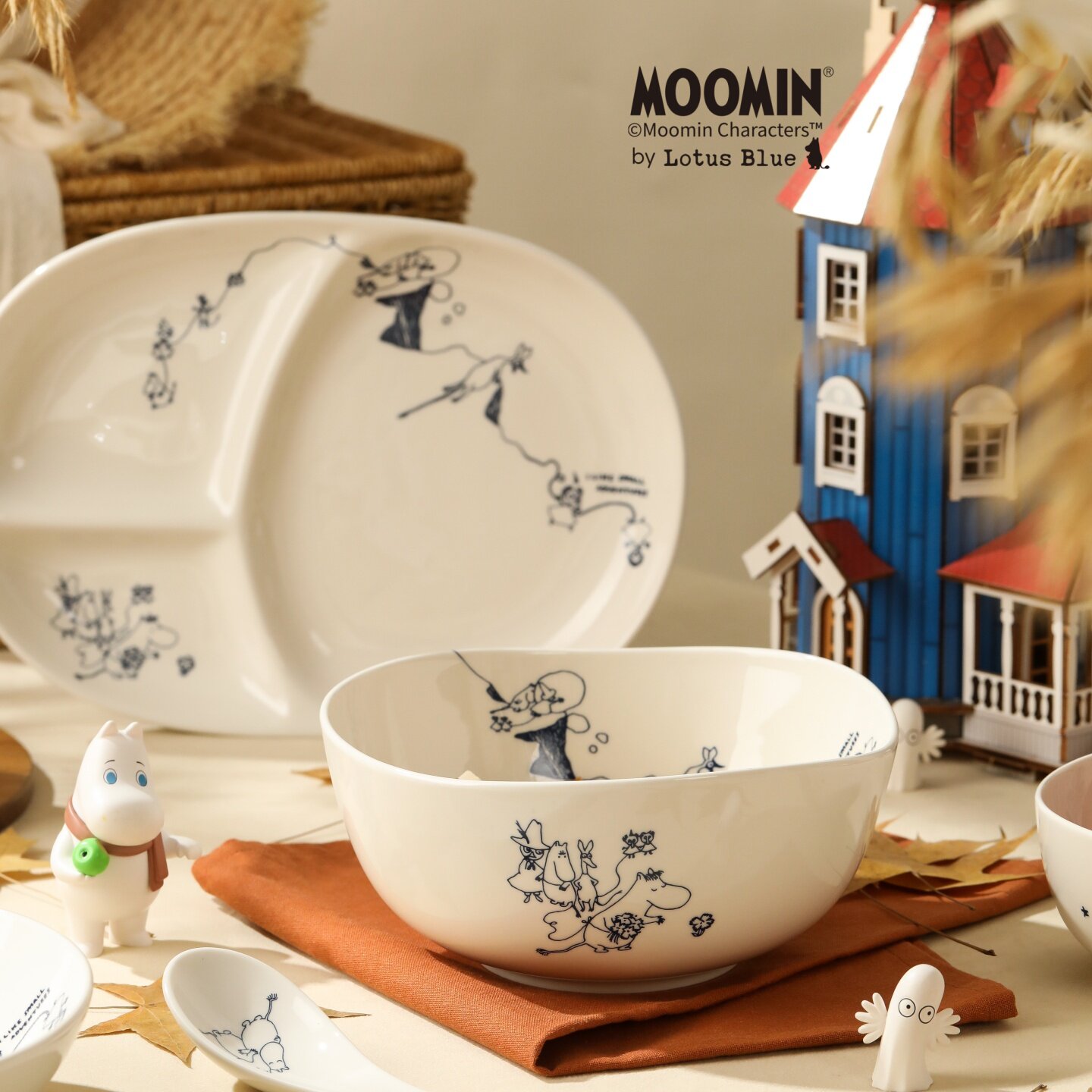 moomin姆明餐盘个人专用高级感家用新款陶瓷碗盘餐具沙拉盘水果盘