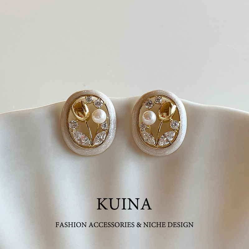 椭圆郁金香气质轻奢高级感耳环