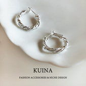 高级感麻花圈圈耳扣耳环女小众设计感独特夸张显脸小耳钉轻奢耳饰