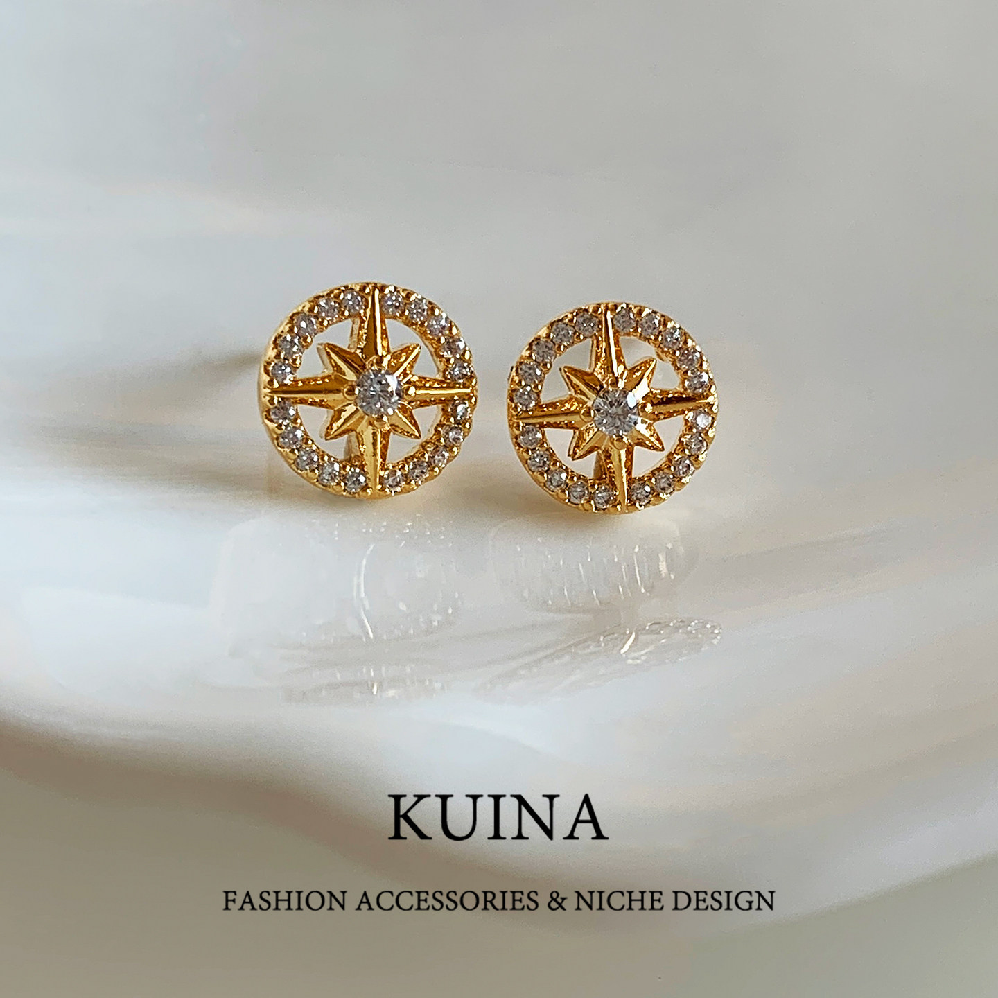 金色八芒星耳钉女法式精致轻奢高级感纯银针耳环气质独特漂亮耳饰,饰品/流行首饰/时尚饰品新,耳钉,淘宝优惠券,粉丝福利购,淘宝优惠卷