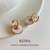 复古珐琅轻奢高级感耳坠耳环女设计耳圈耳饰2026新款 耳扣耳钉 爆款