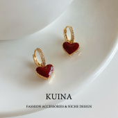 精致小巧红白母贝爱心耳扣耳环女新爆款 轻奢高级感耳钉气质耳饰品