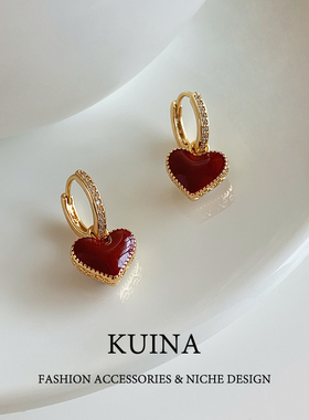 精致小巧红白母贝爱心耳扣耳环女新爆款轻奢高级感耳钉气质耳饰品