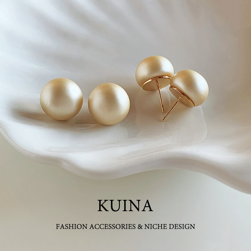 香槟色馒头珍珠耳钉轻奢高级感气质大气纯银针耳环女小众百搭耳饰,饰品/流行首饰/时尚饰品新,耳环,淘宝优惠券,粉丝福利购,淘宝优惠卷