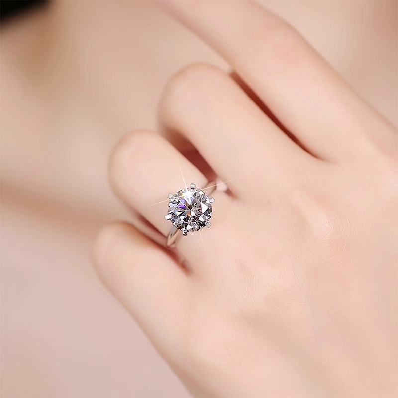 香港撤柜PT950铂金钻戒经典六爪1克拉求婚订婚天然真钻戒指送女友