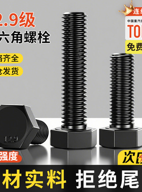 12.9级高强度外六角螺丝杆加长螺钉螺栓大全M5M6M8M10M12M14M16