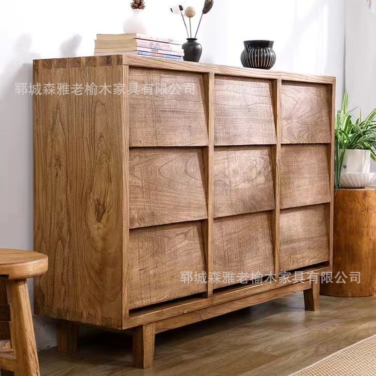 复古老榆木斗柜储物柜带抽屉客厅收纳整理柜卧室靠墙整理储物柜