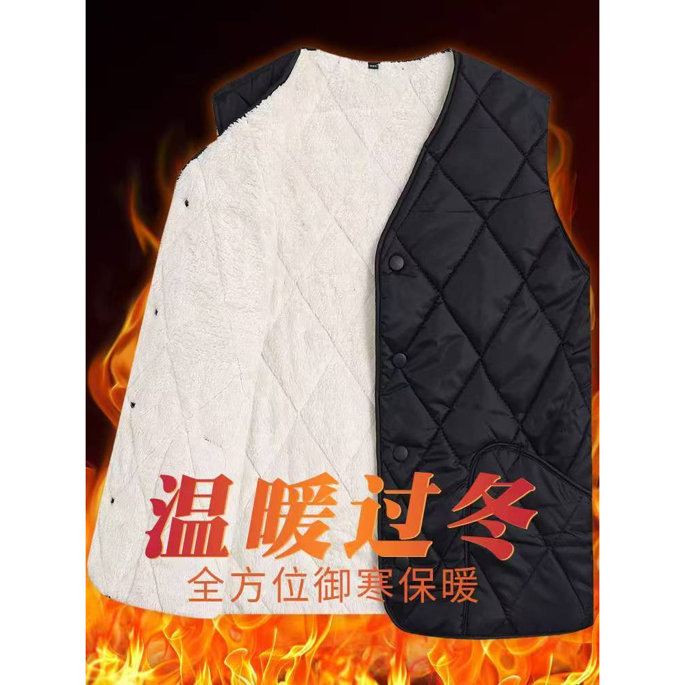 秋冬中老年男士加绒轻薄棉马甲