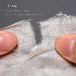 初堂文房 白色玉龙皮纸毛笔书法作品专用纸篆隶行楷毛笔字练习纸小写意国画创作半生熟本色玉龙初学者毛边纸