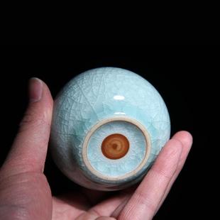 陶瓷主人杯品茶杯 汝窑品茗杯冰片釉禅定杯汝瓷汝州单杯家用中式