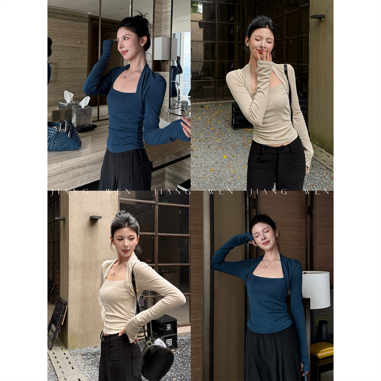 天丝羊毛保暖针织打底衫T恤女