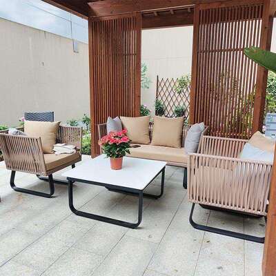 发户外沙庭院休闲卡座民宿露花园阳台双台人椅室外YUM藤藤编沙发