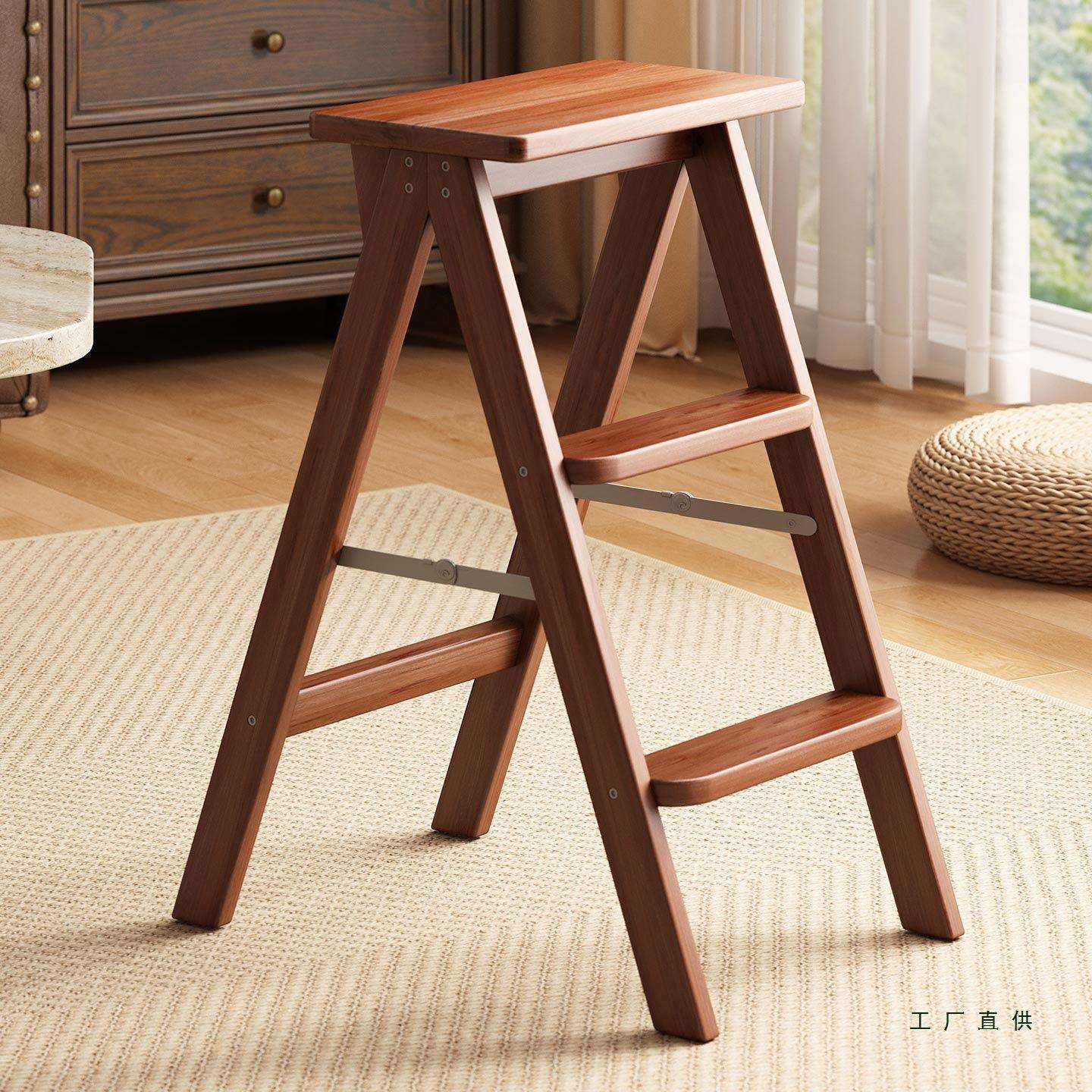 实木梯凳用家折叠脚两用取梯子椅子厨房792登高物多功能三步梯高