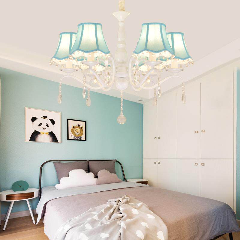 地海水晶吊灯美式田园风格蓝色中馨卧室见描述书房灯欧式铁温艺儿