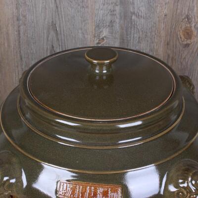 家景德陶瓷米缸酒坛厂仿古狮WZO子带环头陶瓷腌菜缸中镇号储物罐