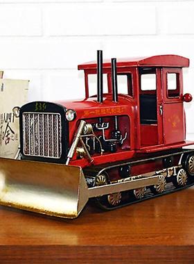ys272G复古拉东方红拖机型铁艺推土机车模工摆件家居软装艺品模道
