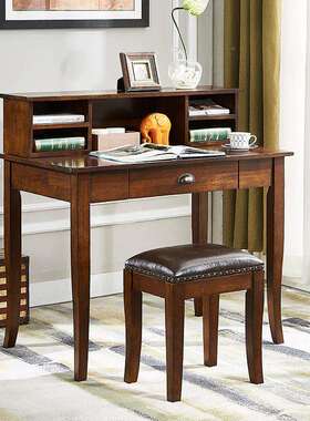 美式全实木脑书F758HT6M桌书架合式家用新中学生写组字台书柜电一