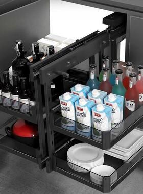 橱柜转角篮拉全VLE开小怪物厨房调大味碗碟篮抽屉式容量拐角纳收