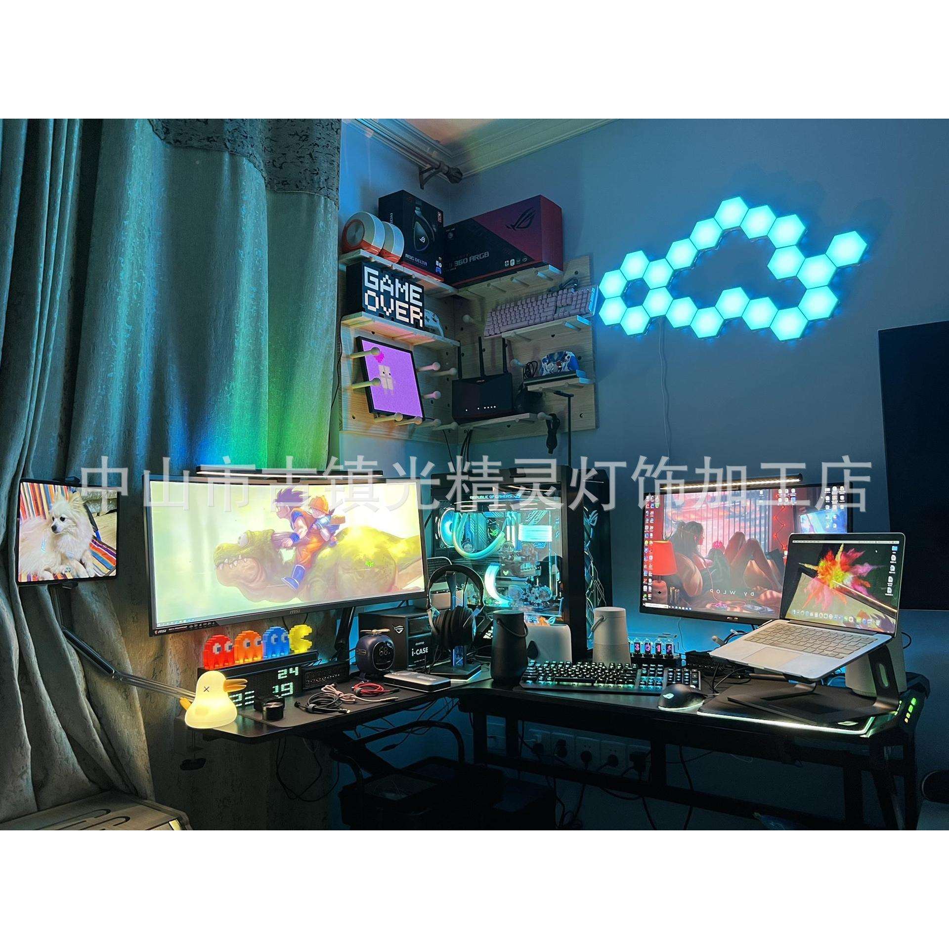 24V竞氛围电灯六边形巢灯EYT墙量子灯声蜂控拾音APP遥控室蜂窝卧