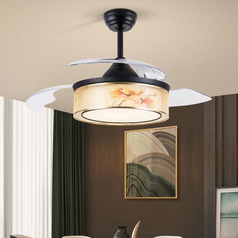 山家用隐形扇42-YX122灯吊餐厅电风吊灯卧室新中式古典风扇扇灯中