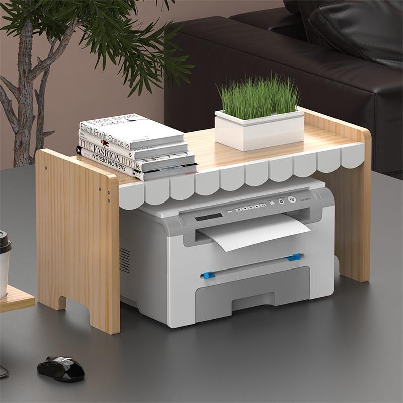 实木打印机架子办公室桌面多层置物架文件架书架杂物 收纳架 针式