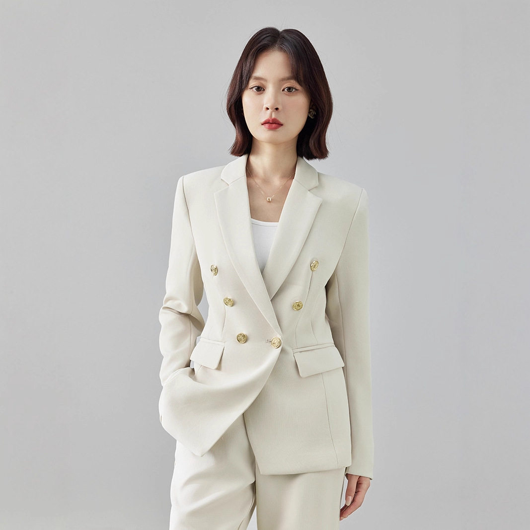 春秋季西装外套女大学生白色轻奢正装职业高级感腰女神范女士西服