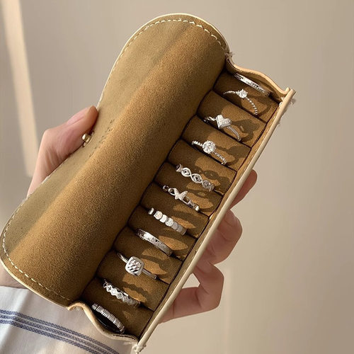戒指盒精致饰品收纳盒出差旅行珠宝随身便携迷你绒布首饰盒