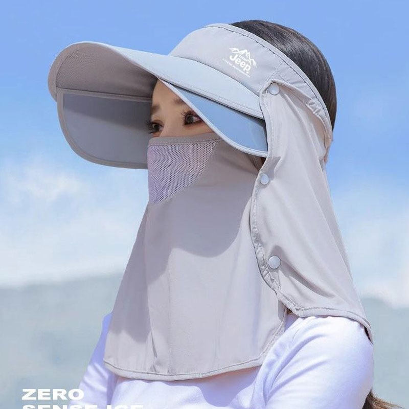 JEEP吉普帽子女夏季遮阳帽遮脸面罩户外防紫外线太阳帽骑车防晒帽