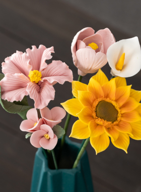 牡丹玫瑰花装饰摆件手工陶瓷花客厅餐厅摆设花束装饰绢花禅意花艺