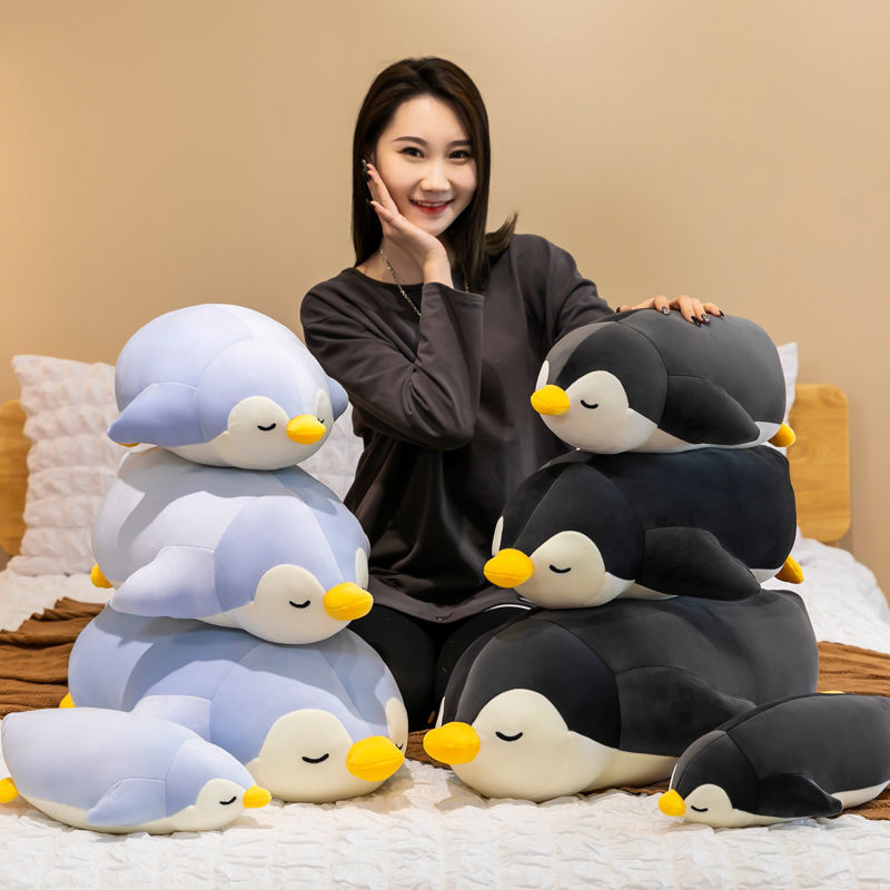趴款企鹅睡觉抱枕布娃娃玩偶海洋动物毛绒玩具公仔男女孩生日礼物