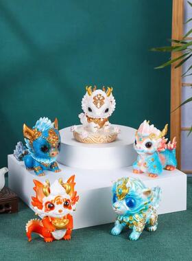 2024龙年吉祥物公仔树脂仿真龙生肖娃娃摆件公司年会定制礼品
