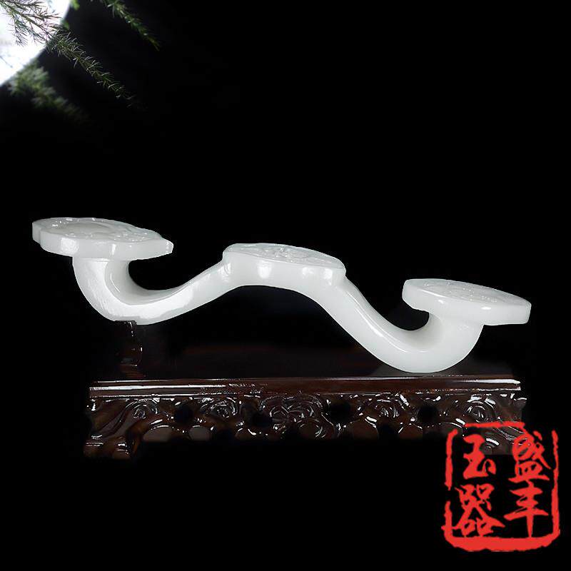 天然阿富汗白玉福寿如意摆件招财镇宅开业乔迁商务礼品家居装饰品