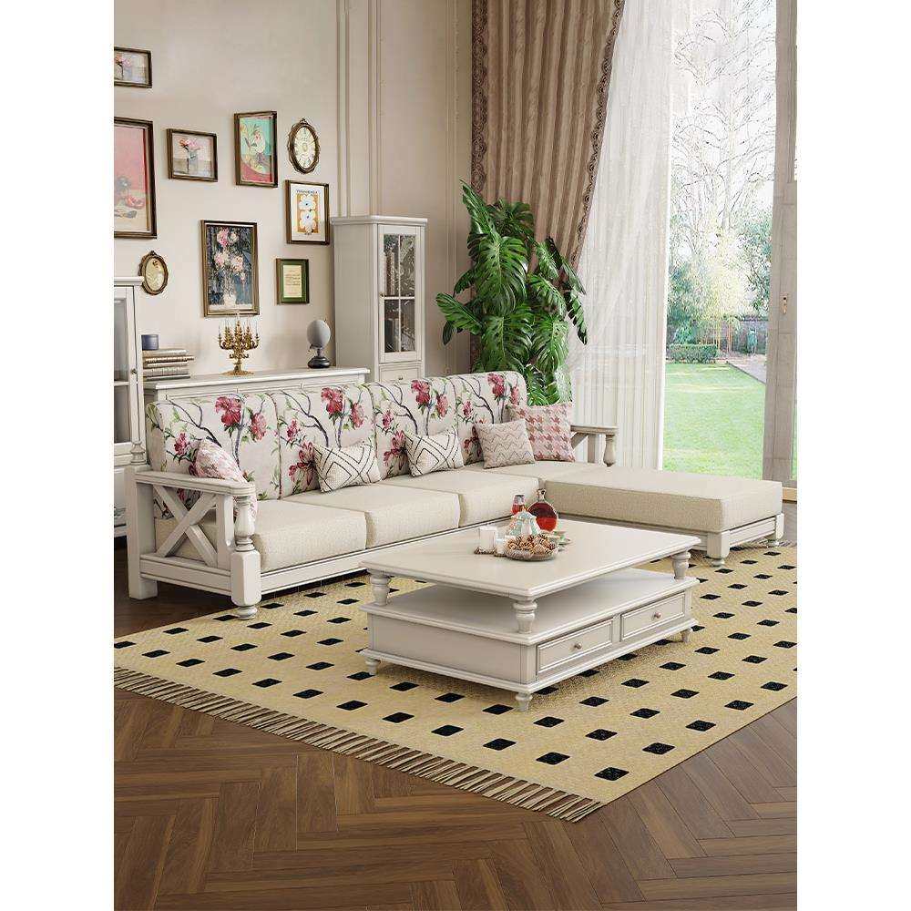 式沙白色发实HGI木布艺复古小美乡村小型户客美厅家具三人位123组,电子元器件市场,其它元器件,淘宝优惠券,粉丝福利购,淘宝优惠卷