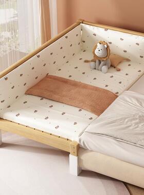 实拼接床儿童床带护栏小婴床儿男孩女孩公主木床人边单88851床加