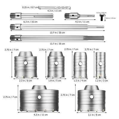 混凝土开孔器套开装，WWL墙304050，6，805，110+4，接杆