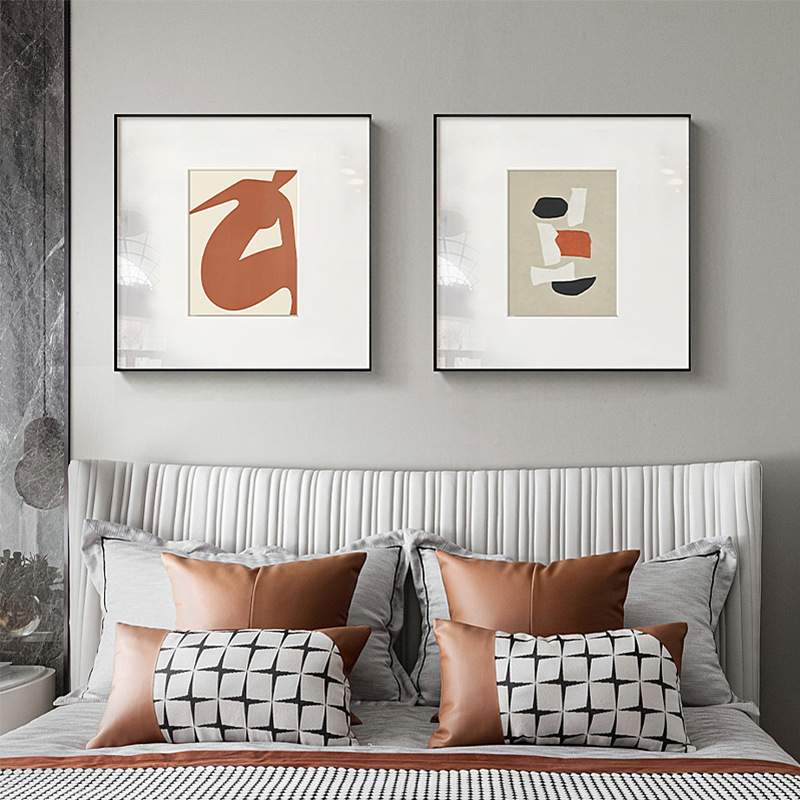 巧塑 现代简约客厅装饰画三联餐厅挂画橙色人物壁画抽象静物画图片