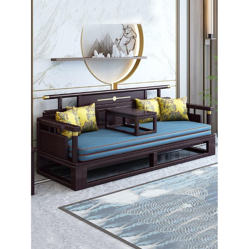 新中式实罗汉床沙发床现代简约意小户型客禅罗汉床厅缩推拉床伸塌