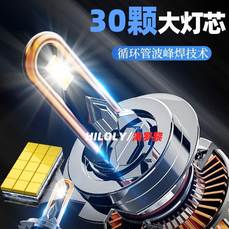 跨境双铜管U型汽车led大灯前照灯h1 9005远近光一体h4 h7货车灯泡