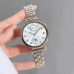 适用OPPO Watch X2 Mini不锈钢表带女款小金表运动OPPO WatchX/4Pro金属腕带华为GT4 41mm夏季GT5pro高级时尚