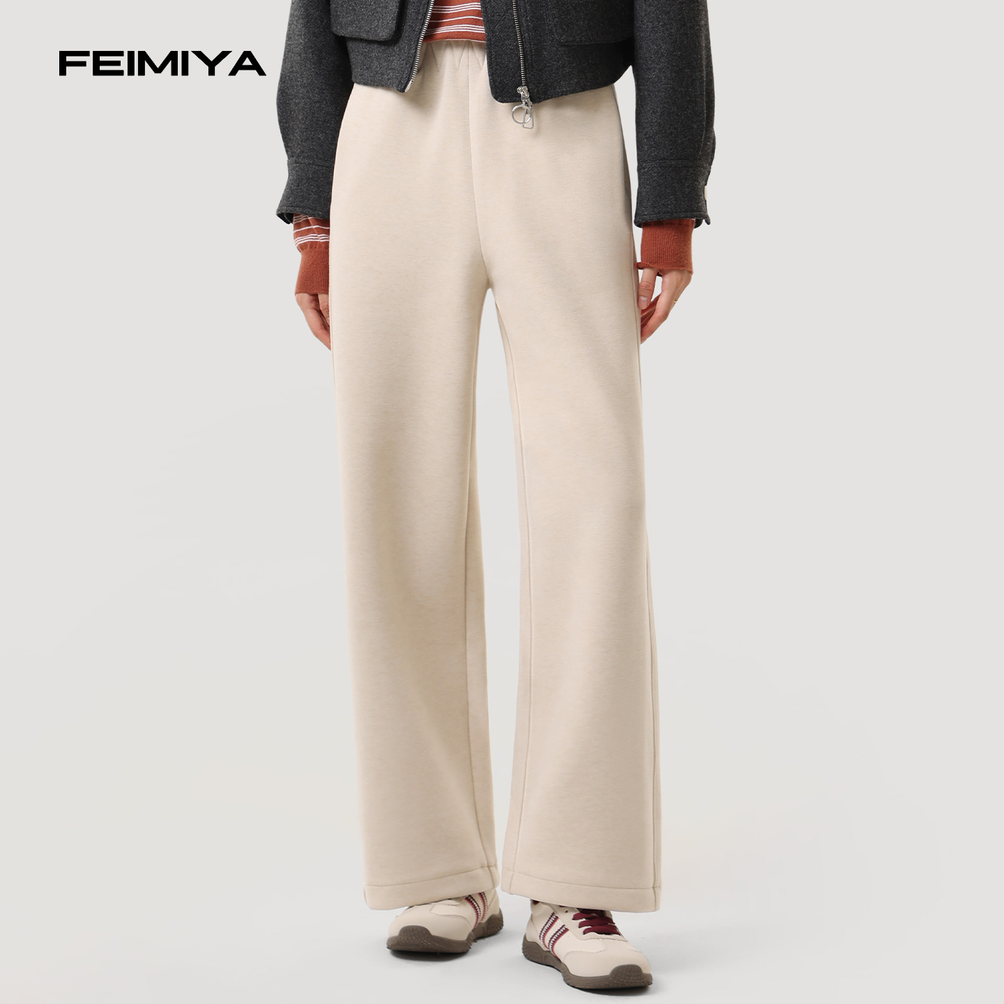 羊毛蚕丝直筒裤女2025秋冬阔腿裤