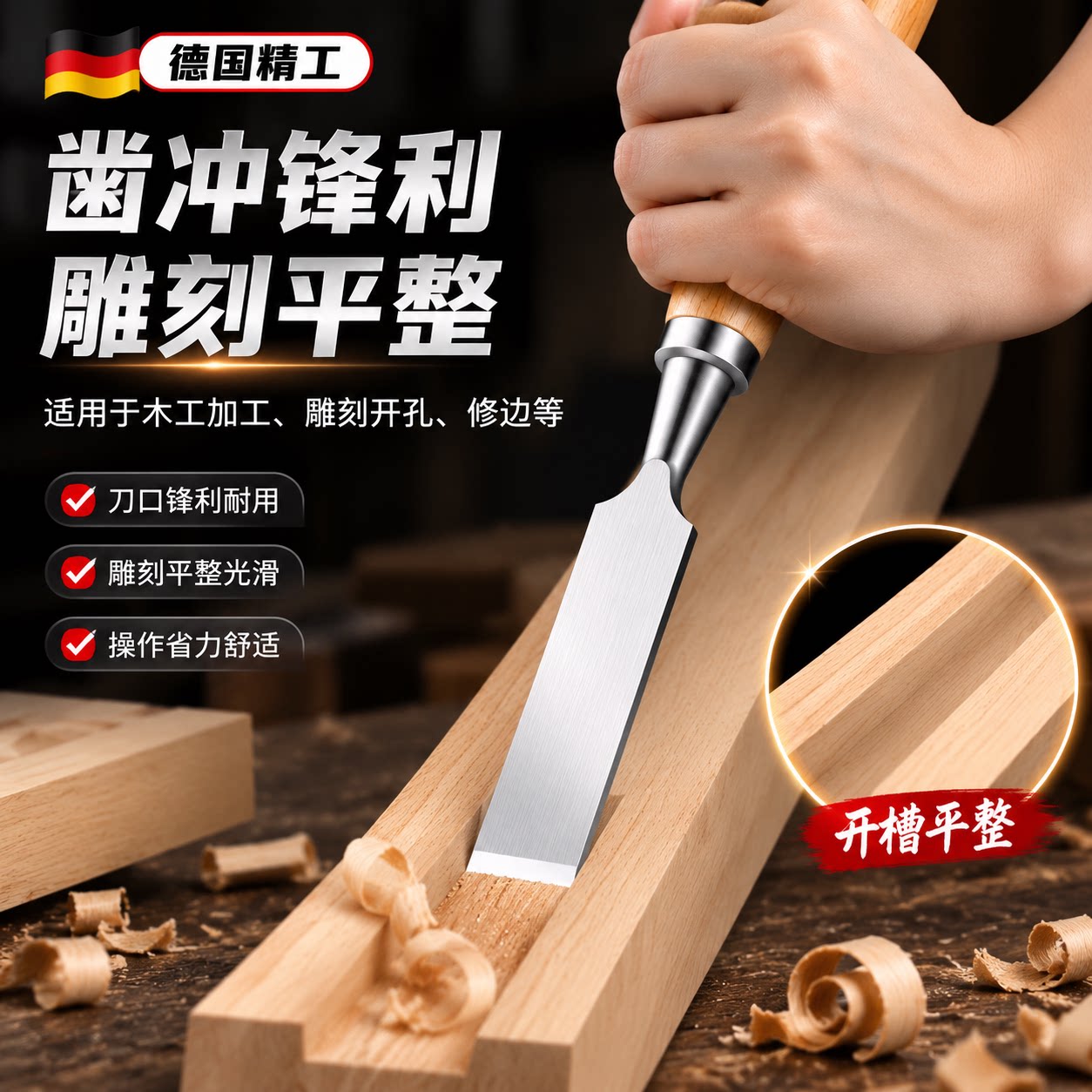 木工凿子4件套木工工具特钢凿子木头凿多功能开槽凿戳子神器大全