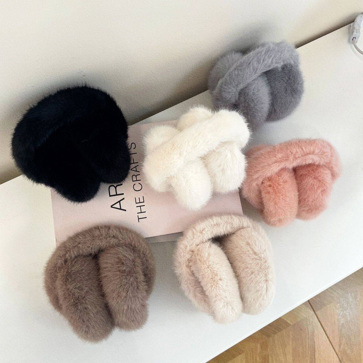 冬季加厚毛绒折叠保暖耳套