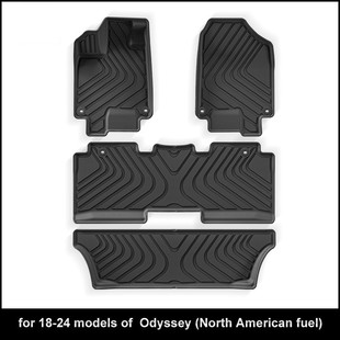 适用于18-24款北美本田Honda Odyssey奥德赛汽车脚垫TPE后备箱垫